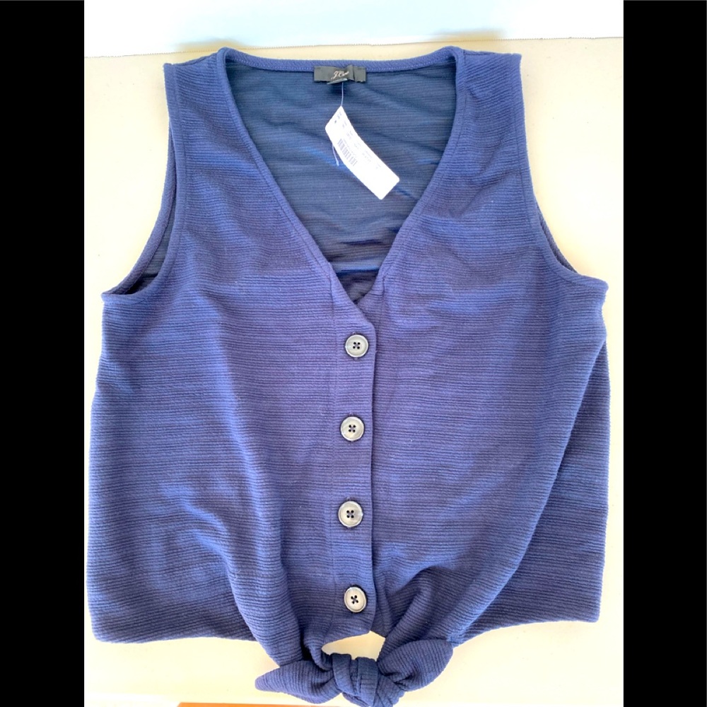 J Crew Navy Sleeveless Knotted Top NWT A1